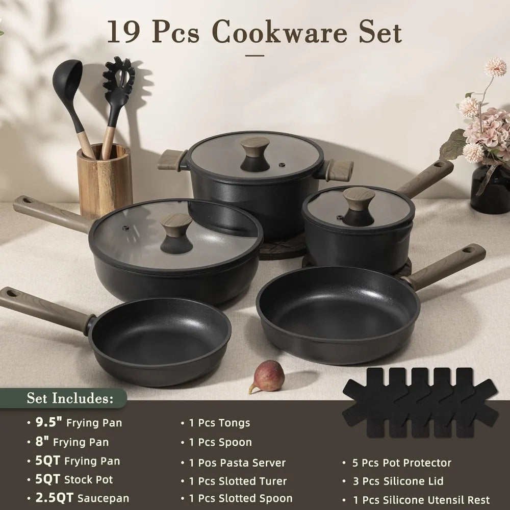 Nonstick Pots And Pans Set Titanium Induction Cookware PFOS Free
