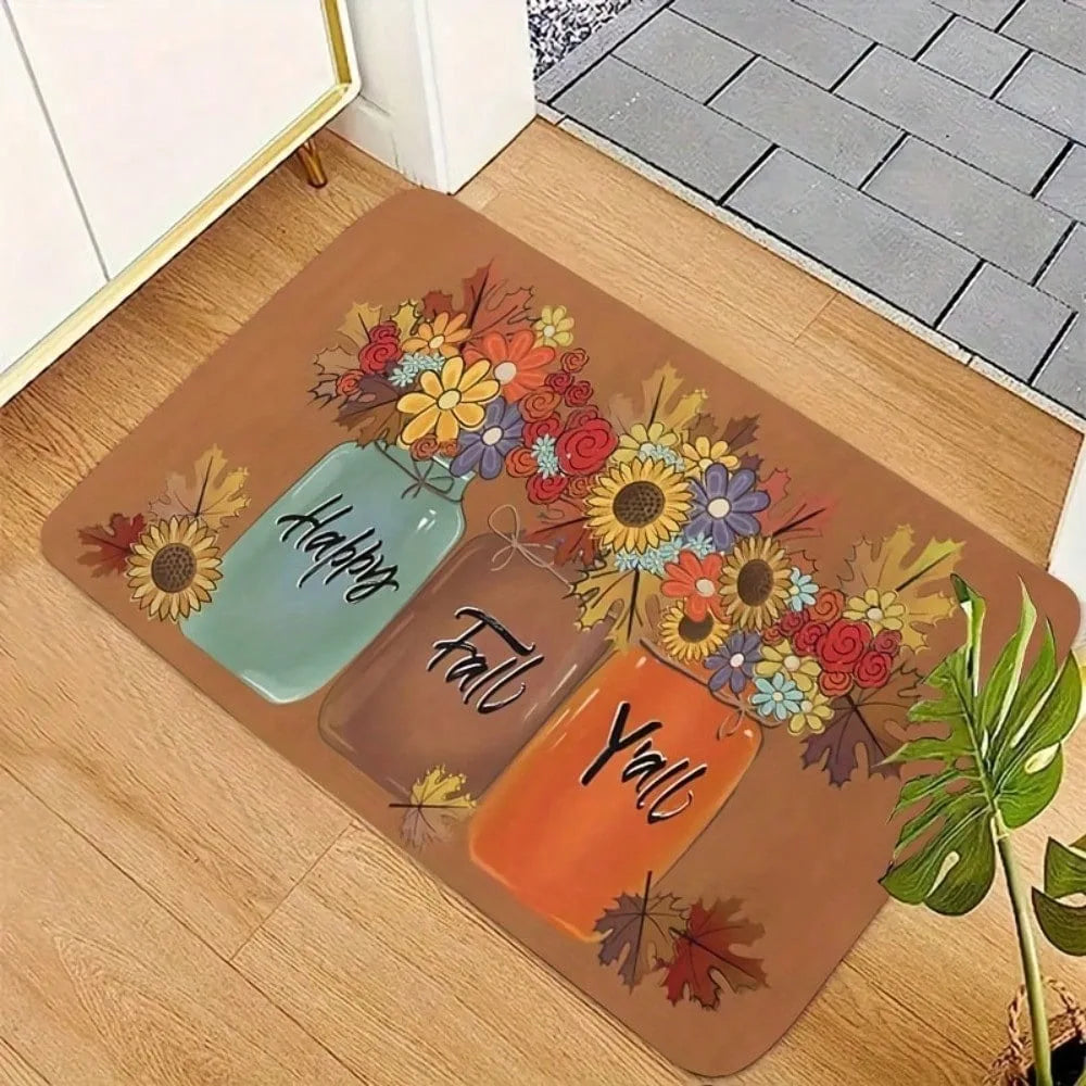 Happy Fall Yall Rubber Floor Mat Non Slip Water Absorbent