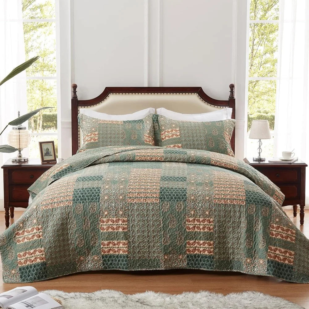 LEAONME Premium Cotton Ruffle Quilt Cover Bedspread
