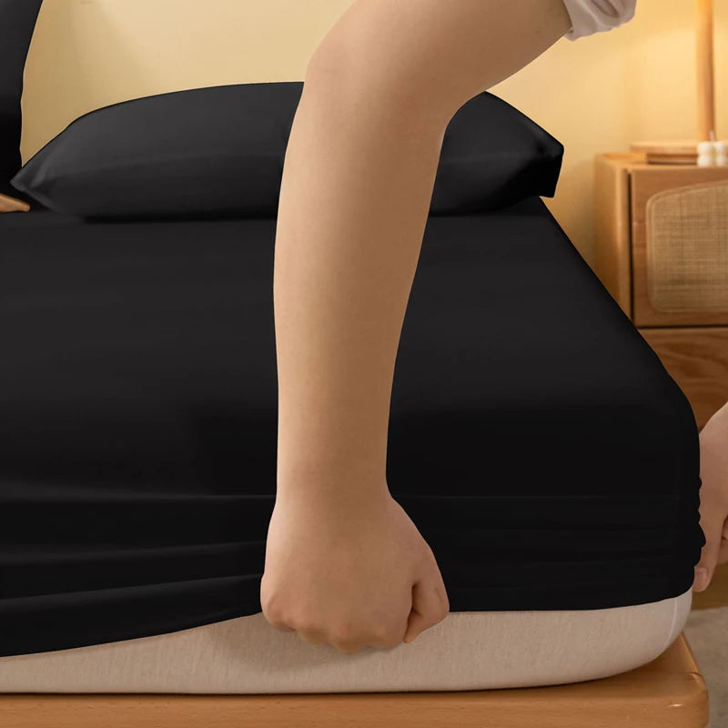 Matte Solid Polyester Fitted Sheet For Bedroom Decor