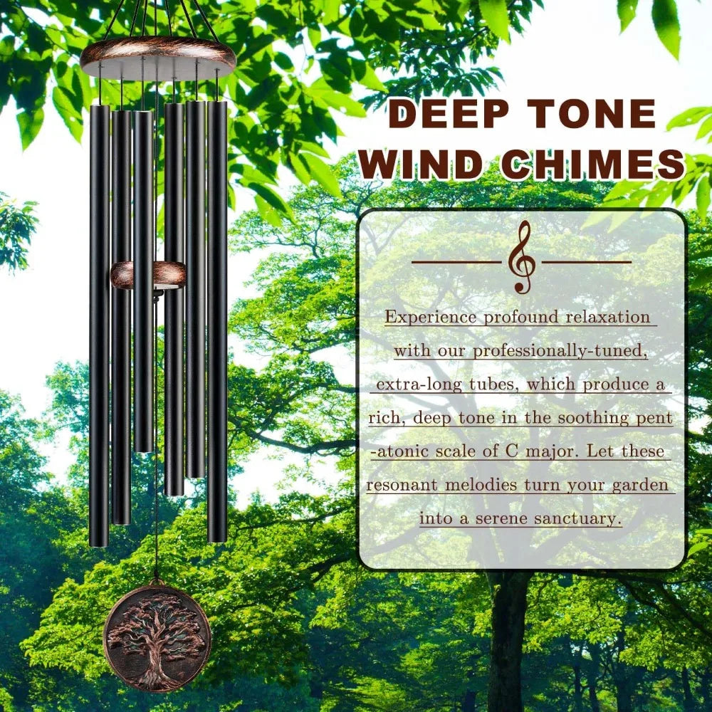 Deep Tone Wind Chimes With Tree Of Life Design Outdoor Decor Memorial Gift