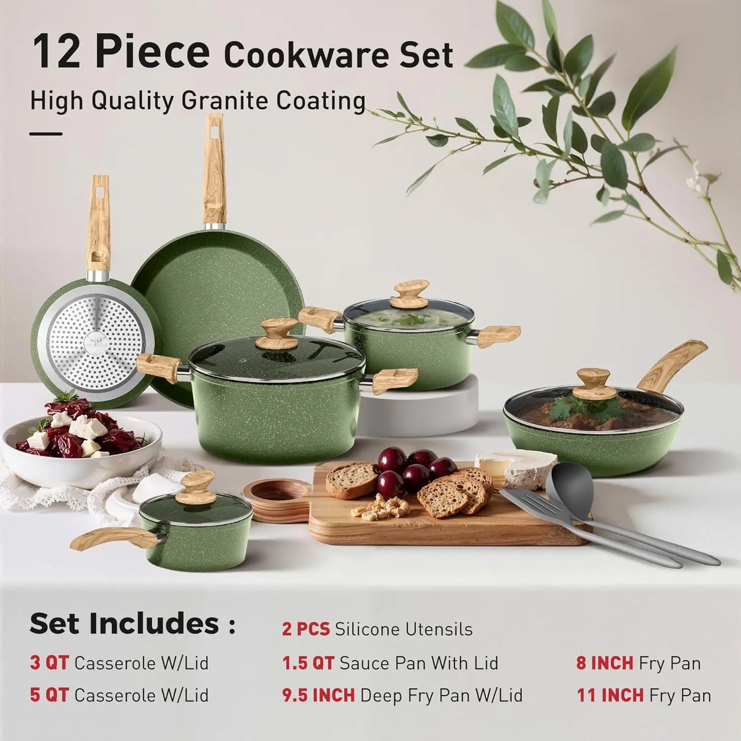 Nonstick Granite Induction Cookware Set PFOA PFOS Free