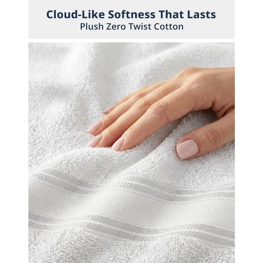 Premium 100% Cotton Towel Set Combed Zero Twist Plush Soft Texture