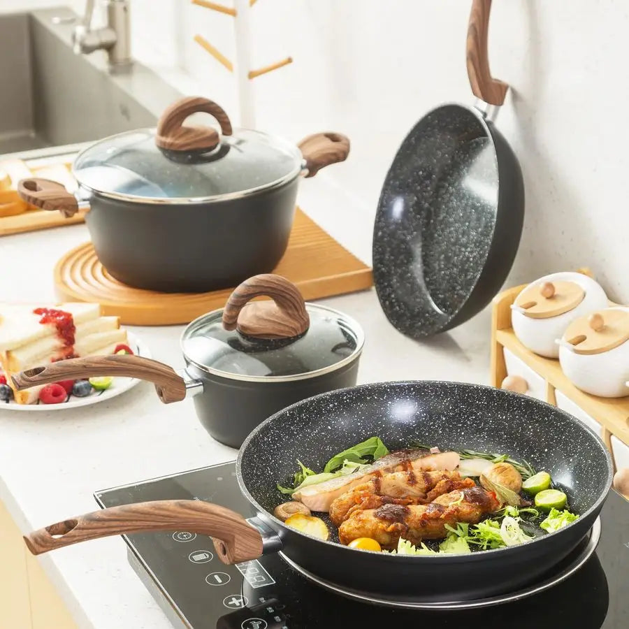 Nonstick Ceramic Cookware Set With Induction Compatible Pots And Pans