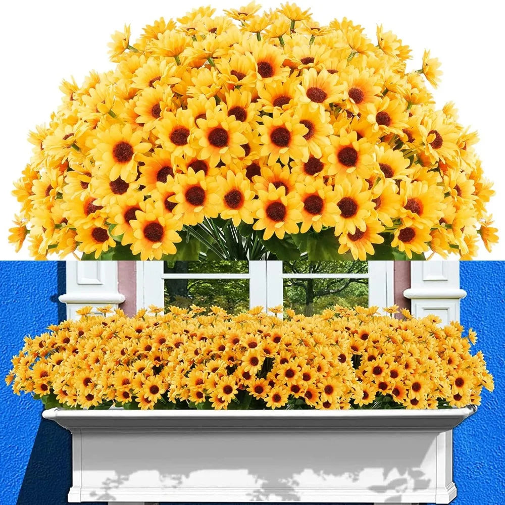Sunflowers Artificial Flowers 10 Bunches UV Resistant Outdoor Indoor Decor