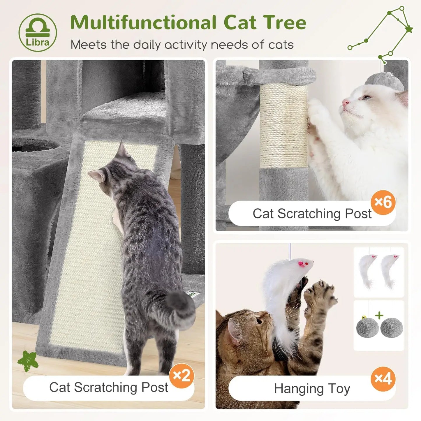Heavy Duty Cat Tree For Large Cats With Double Tiers
