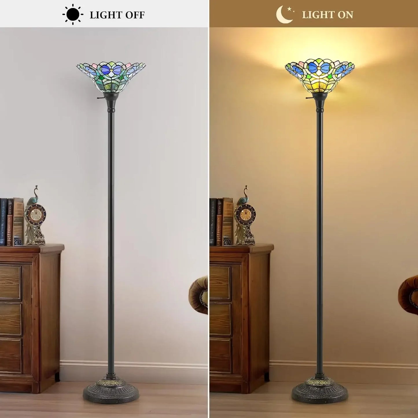 Luvkczc Tiffany Torchiere Floor Lamp Victorian Stained Glass