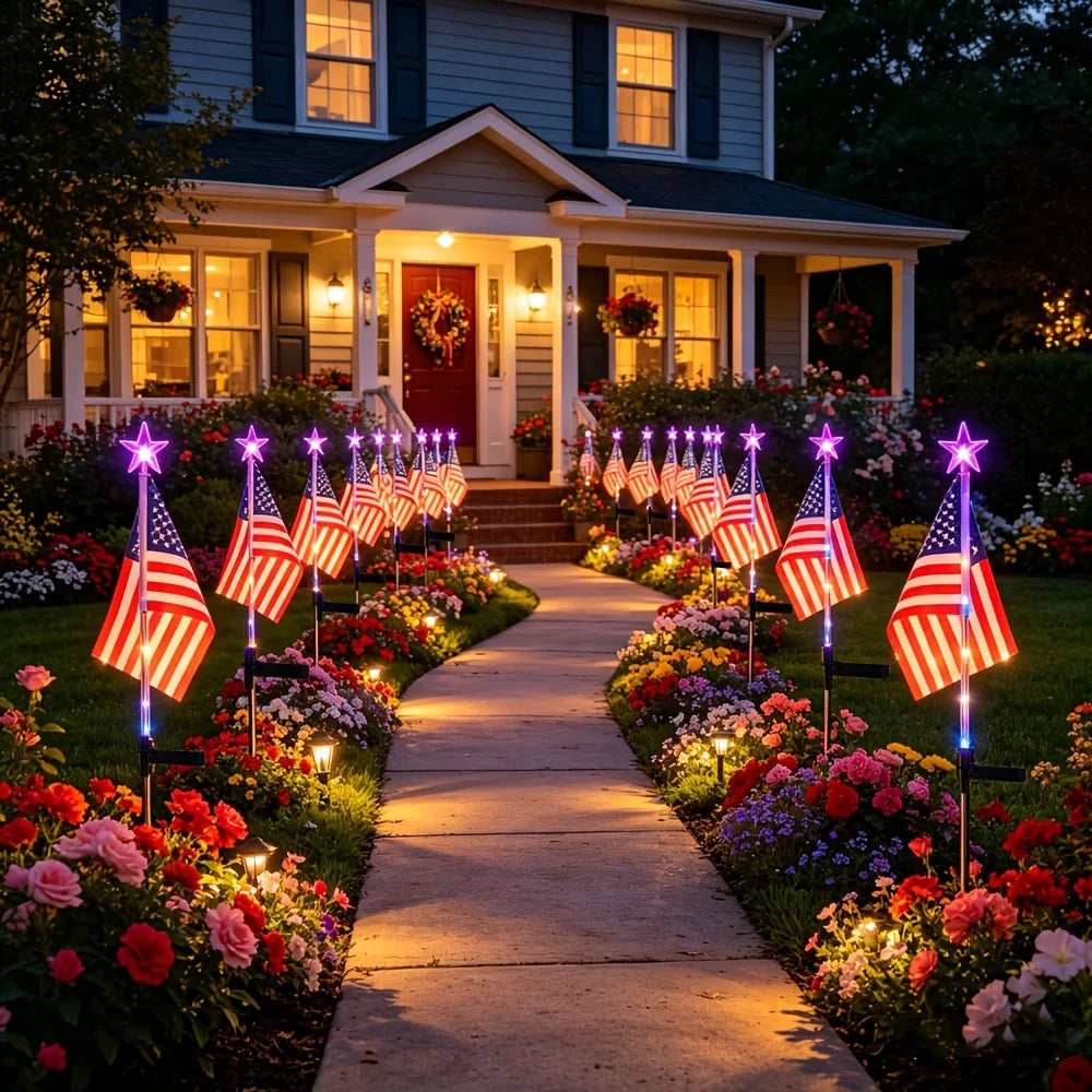 YIMIA Patriotic Solar Stake Lights For Independence Day Decoration