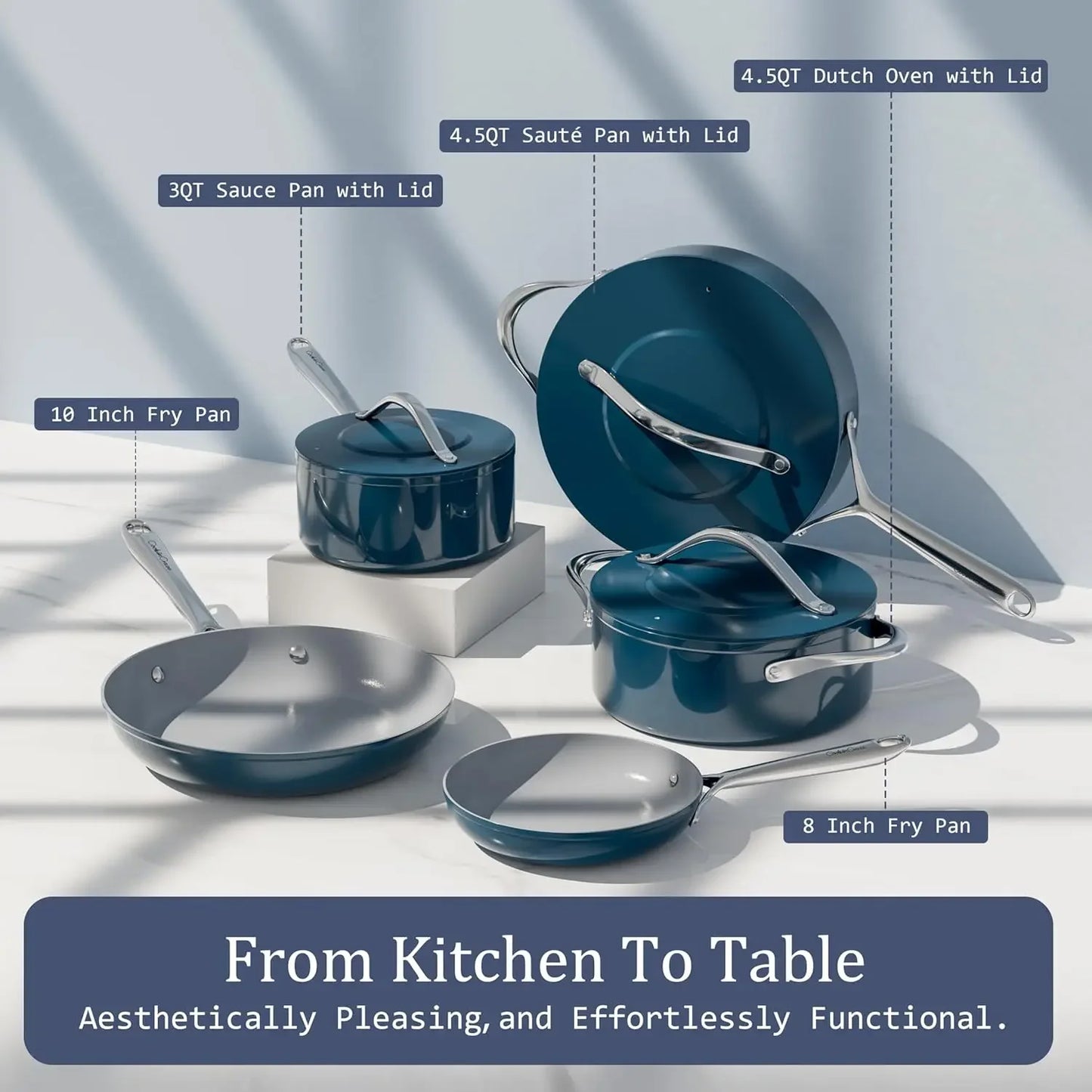 PFAS Free Ceramic Cookware Set With G7 Coating Nonstick Pots And Pans