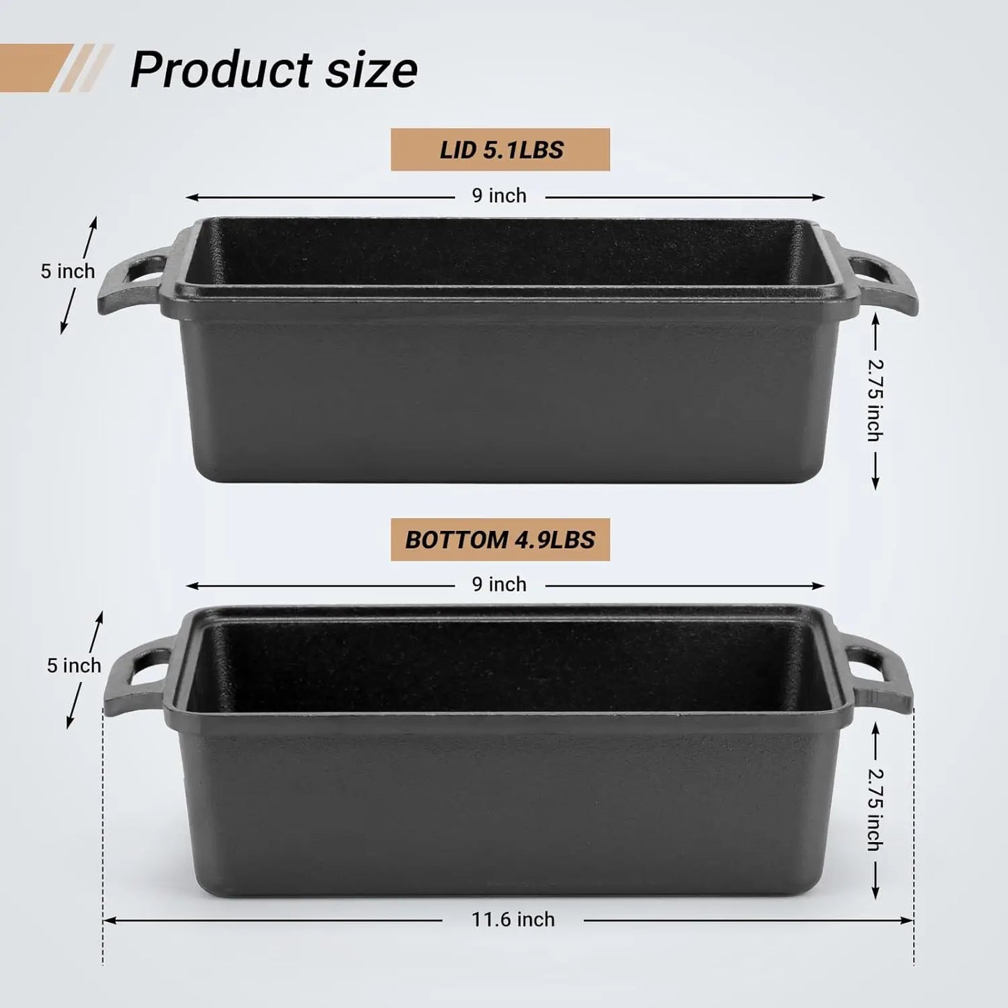 Cast Iron Loaf Pan With Lid For Even Baking