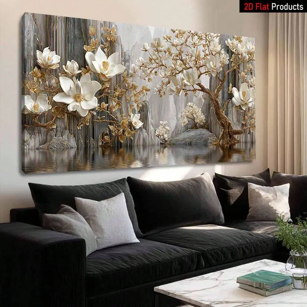 XMSJ Magnolia Tree Canvas Wall Art Landscape Print
