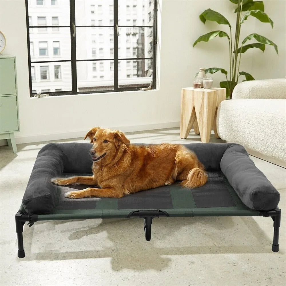Borwart Elevated Cooling Dog Bed With Removable Cover And Plush Mat