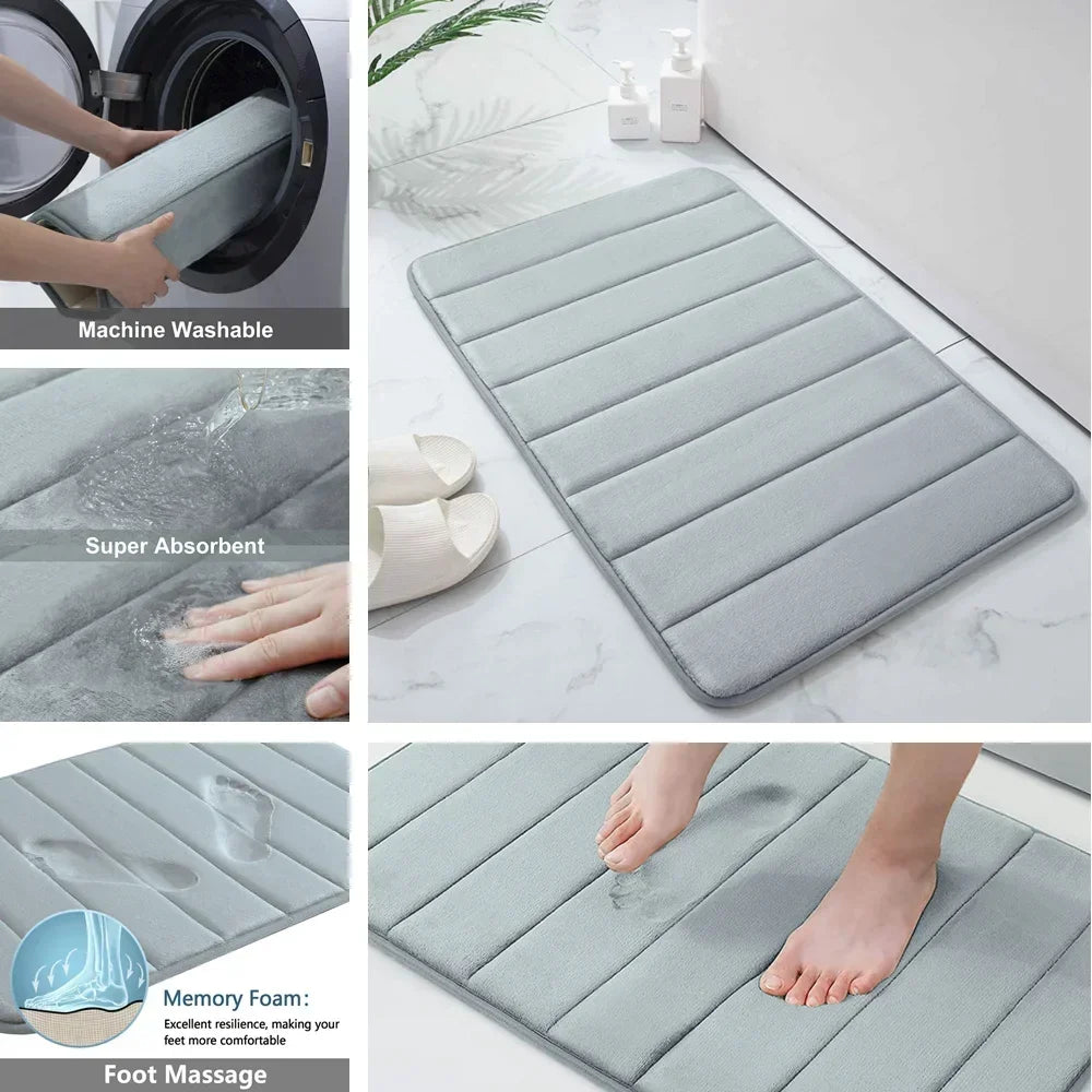 Memory Foam Bath Mat Non Slip Ultra Absorbent Machine Washable