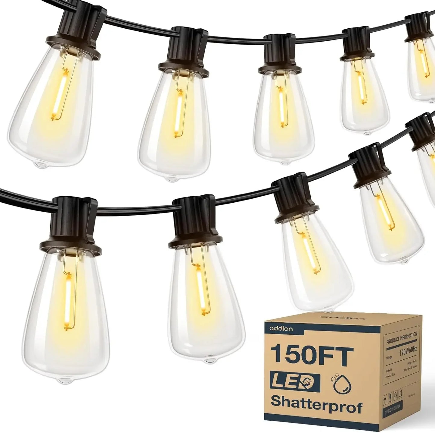 MIMIRG 150Ft LED Outdoor String Lights Waterproof Dimmable