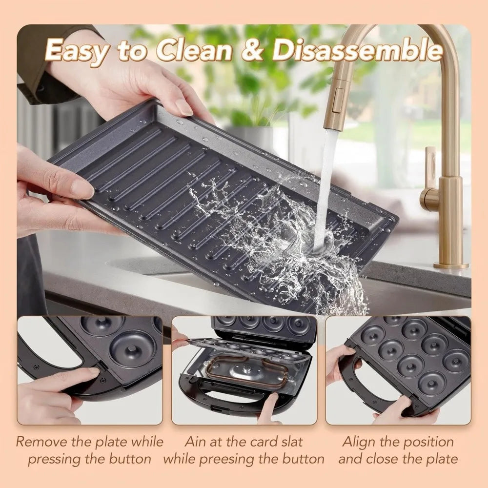 KAGOR 6 In 1 Waffle Sandwich Maker Removable Plates