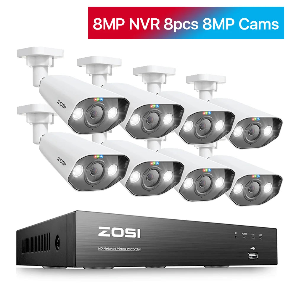 ZOSI 8CH POE Video Surveillance Kit 4K AI Night Vision