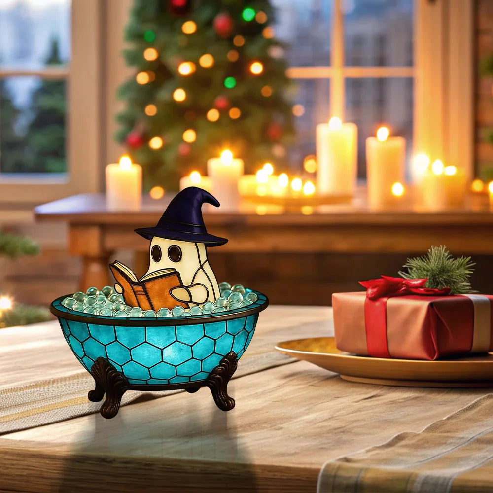 Halloween Ghost Table Lamp Tiffany Stained Glass Night Light Decor