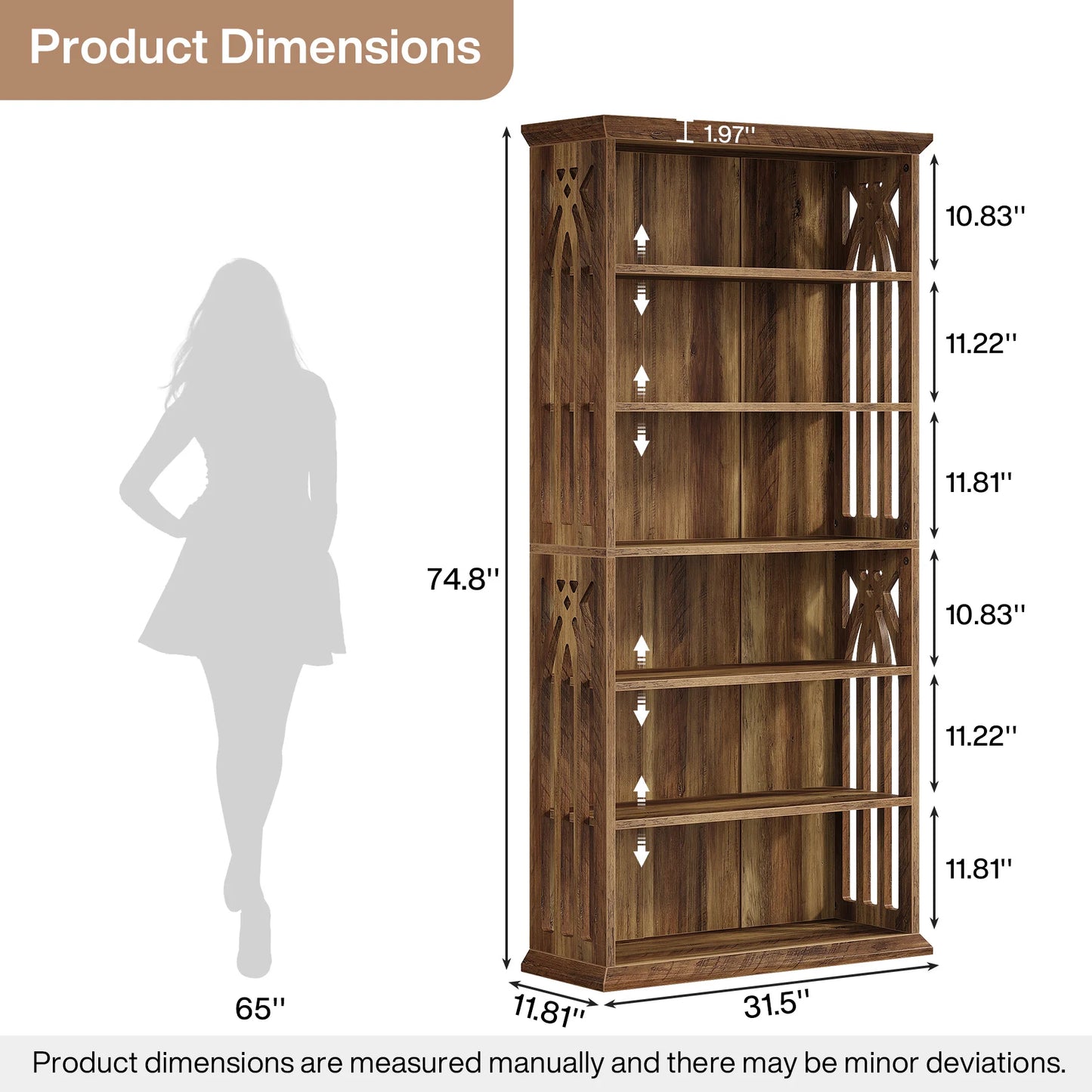 Tribesigns Six Tier Wooden Bookcase For Home Display