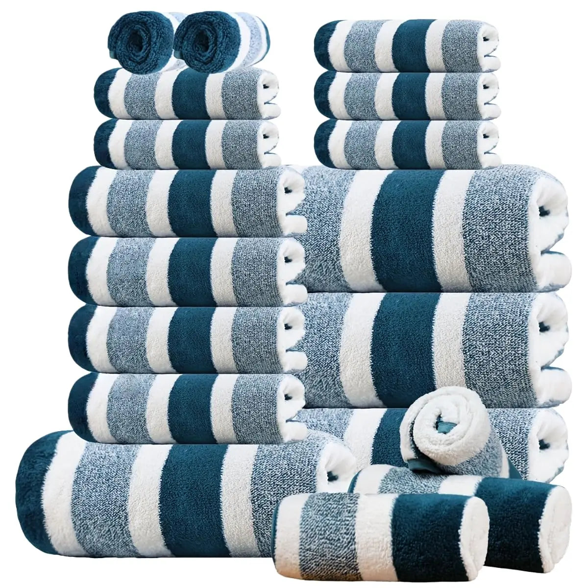 Luxury Bath Towel Set Quick Dry Highly Absorbent Plush Polyester