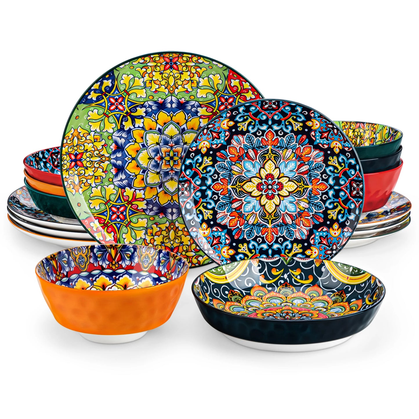 Malacasa Ceramic Dinnerware Set Bohemian Style For 6 People