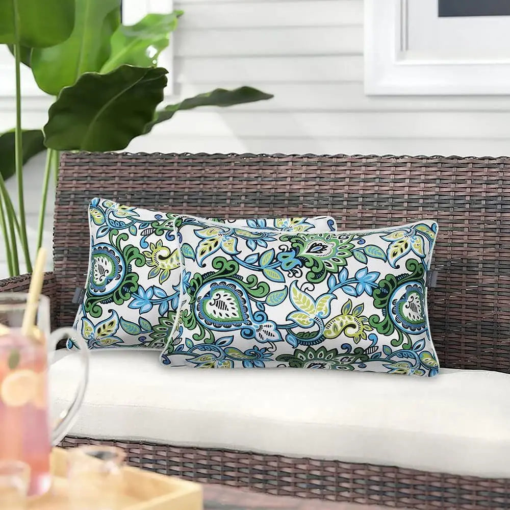 Outdoor Waterproof Lumbar Throw Pillow With Insert All Weather