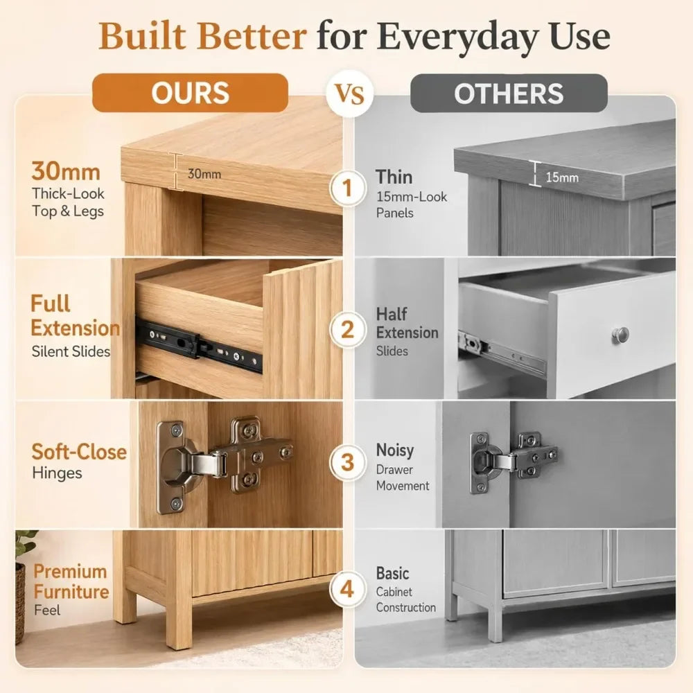 Bathroom Storage Cabinet With Fluted Doors And Adjustable Shelves