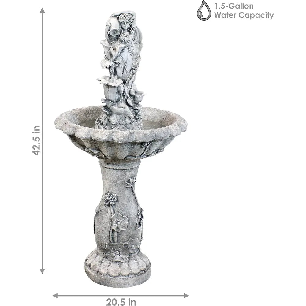 Fairy Flower Solar Water Fountain Garden Decor LED Light