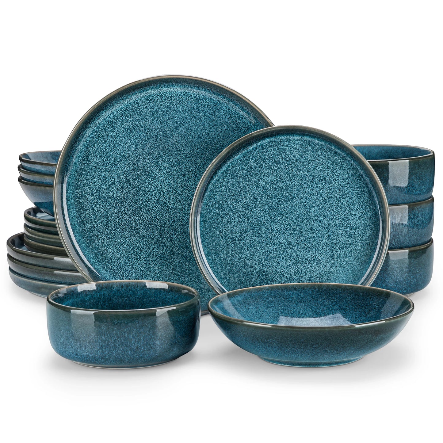 MALACASA Reactive Glaze Ceramic Dinner Set For 4 Family Tableware