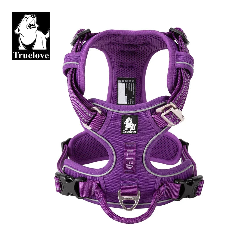TRUELOVECN Reflective Nylon No Pull Adjustable Dog Harness