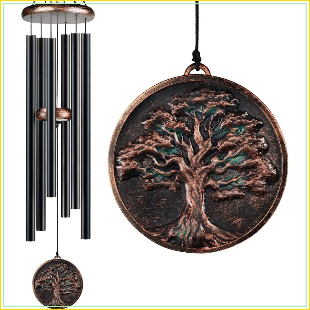Deep Tone Wind Chimes With Tree Of Life Design Outdoor Decor Memorial Gift