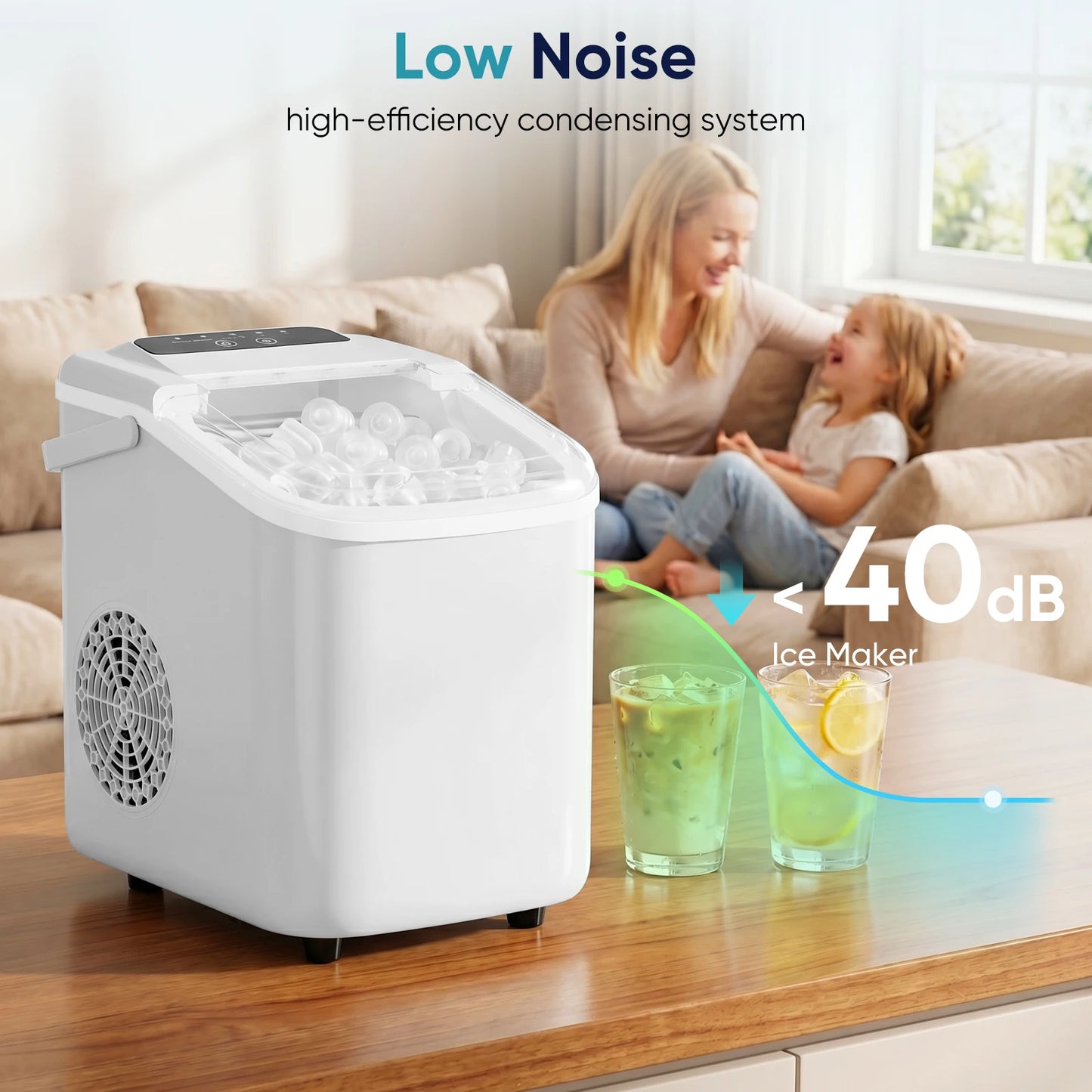 JHK Portable Countertop Ice Maker With Scoop Basket