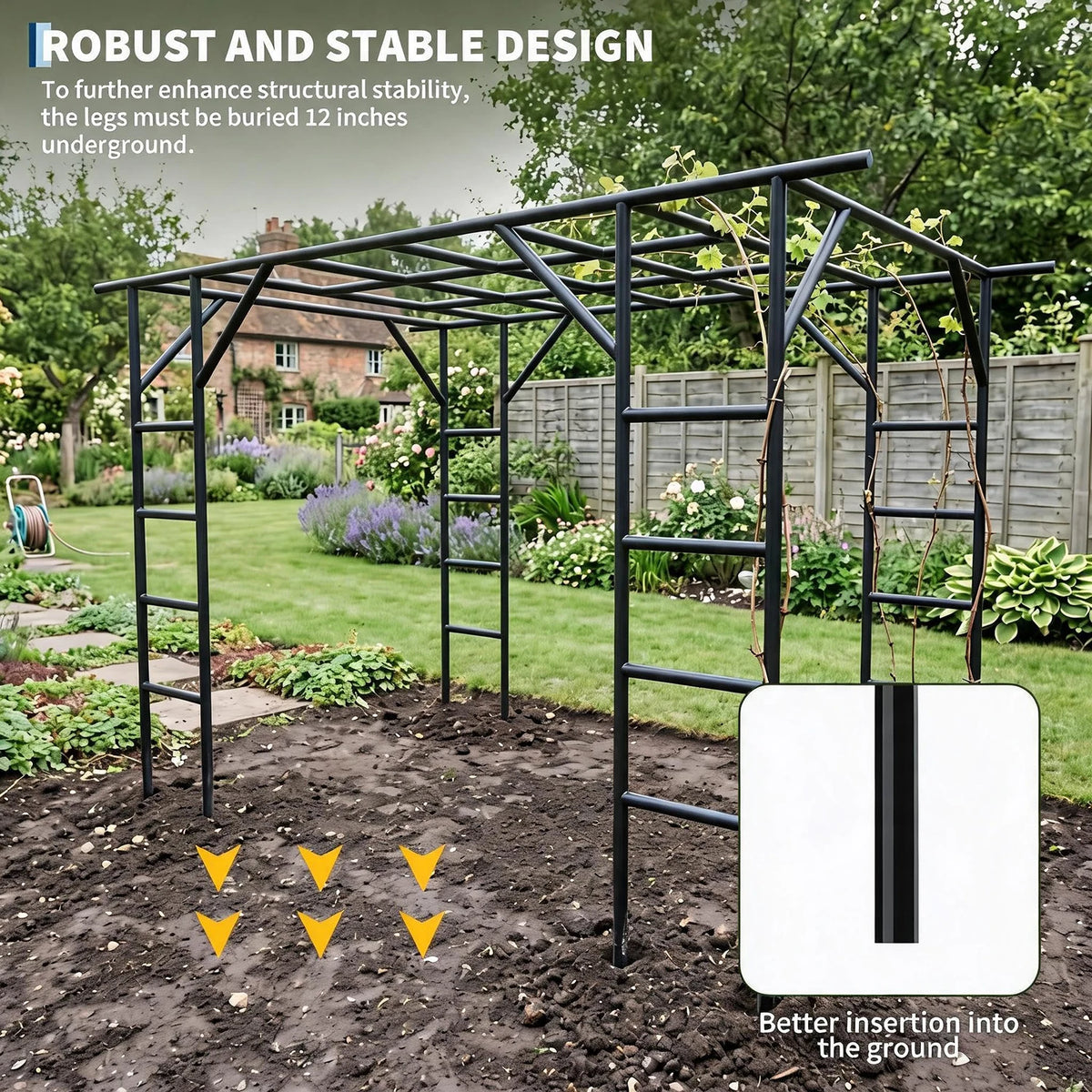 HiMISS Heavy Duty Metal Garden Arch Trellis For Climbing Plants