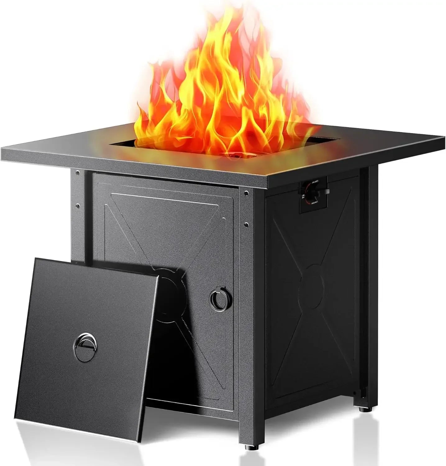 Propane Fire Pit Table 50,000 BTU With Lid Lava Rock