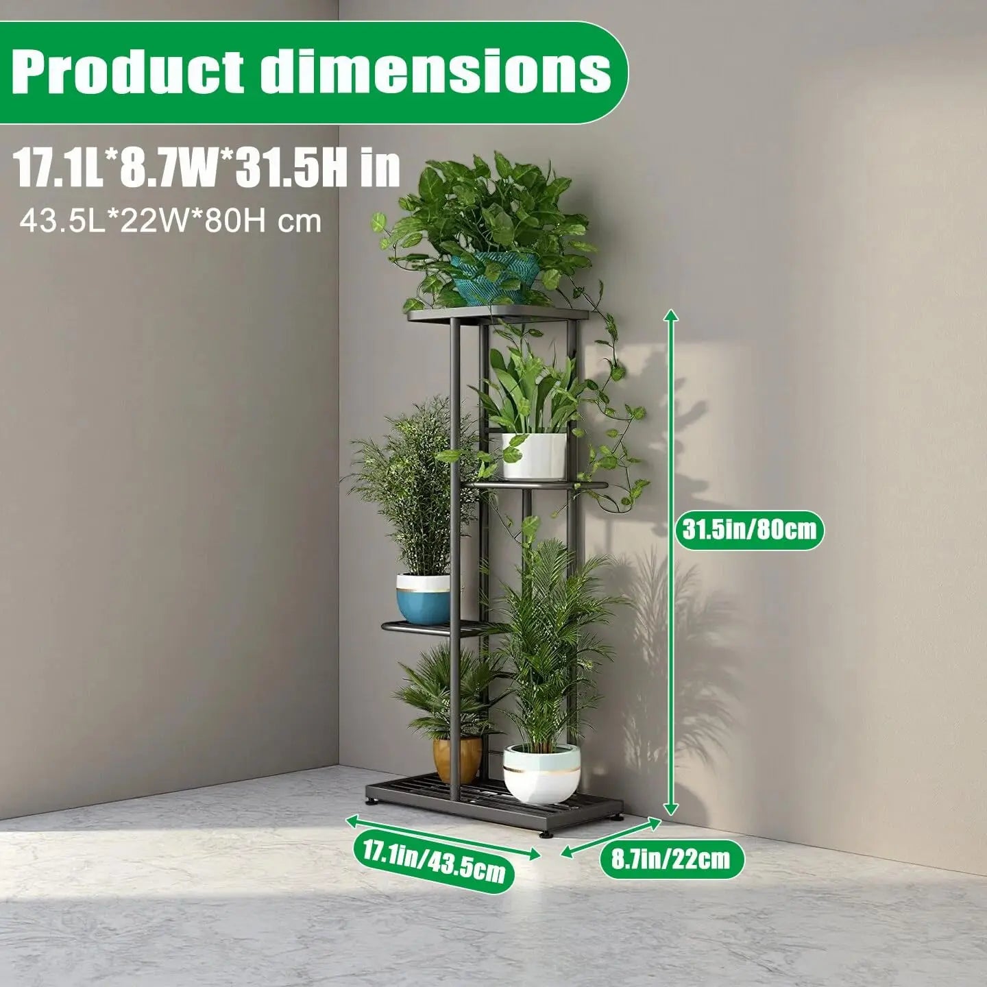 4-Tier Metal Plant Stand Indoor Outdoor Corner Shelf