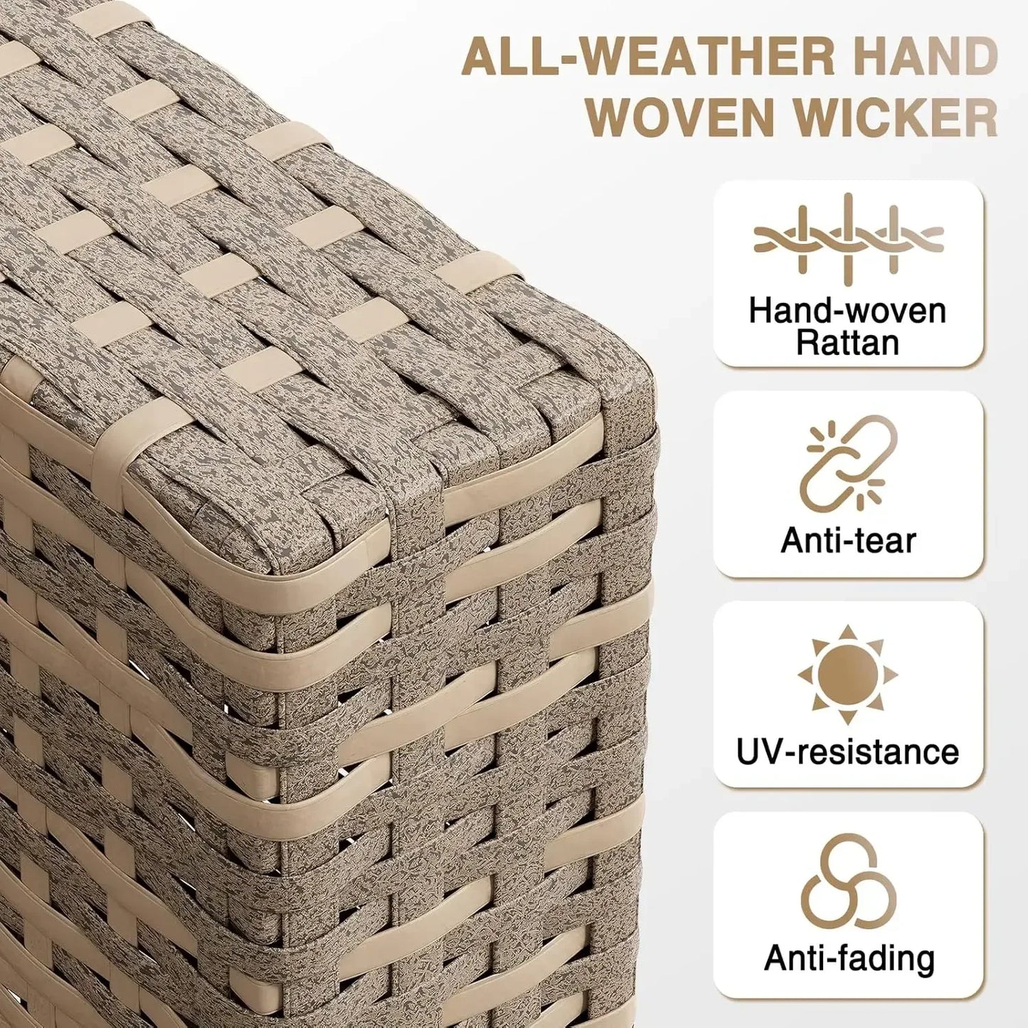 7-Piece Outdoor Patio Furniture Set With Thick Cushions, Wicker Conversation Set
