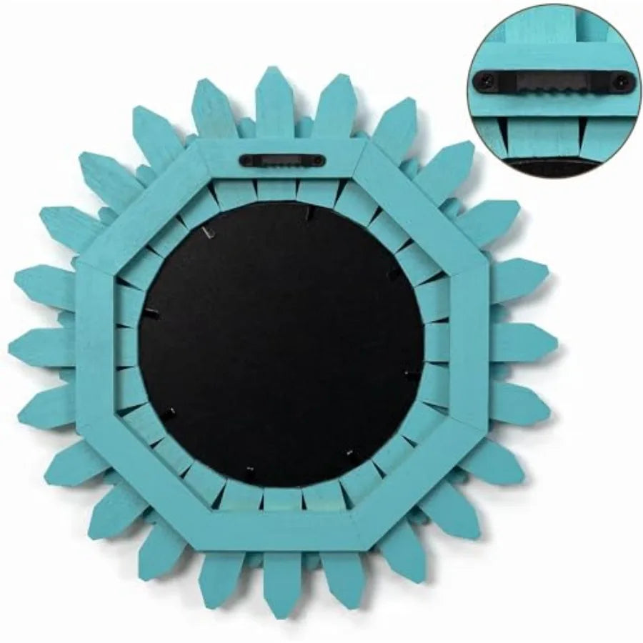Beach Wall Decor Mirror Wood Coastal Sunburst Boho Home Decor