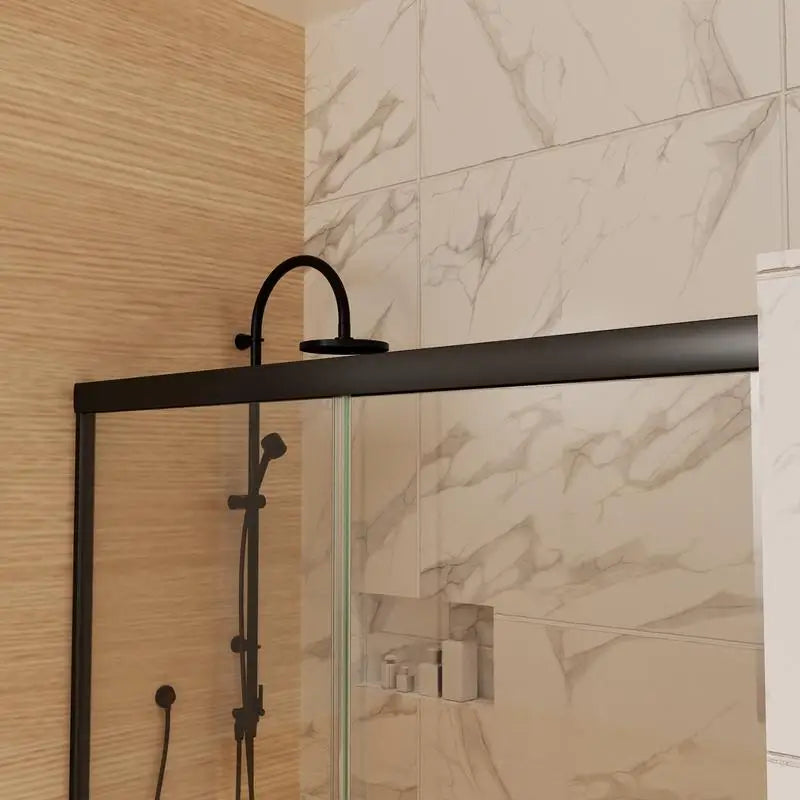 Sliding Shower Door With Matte Frame And Clear Glass