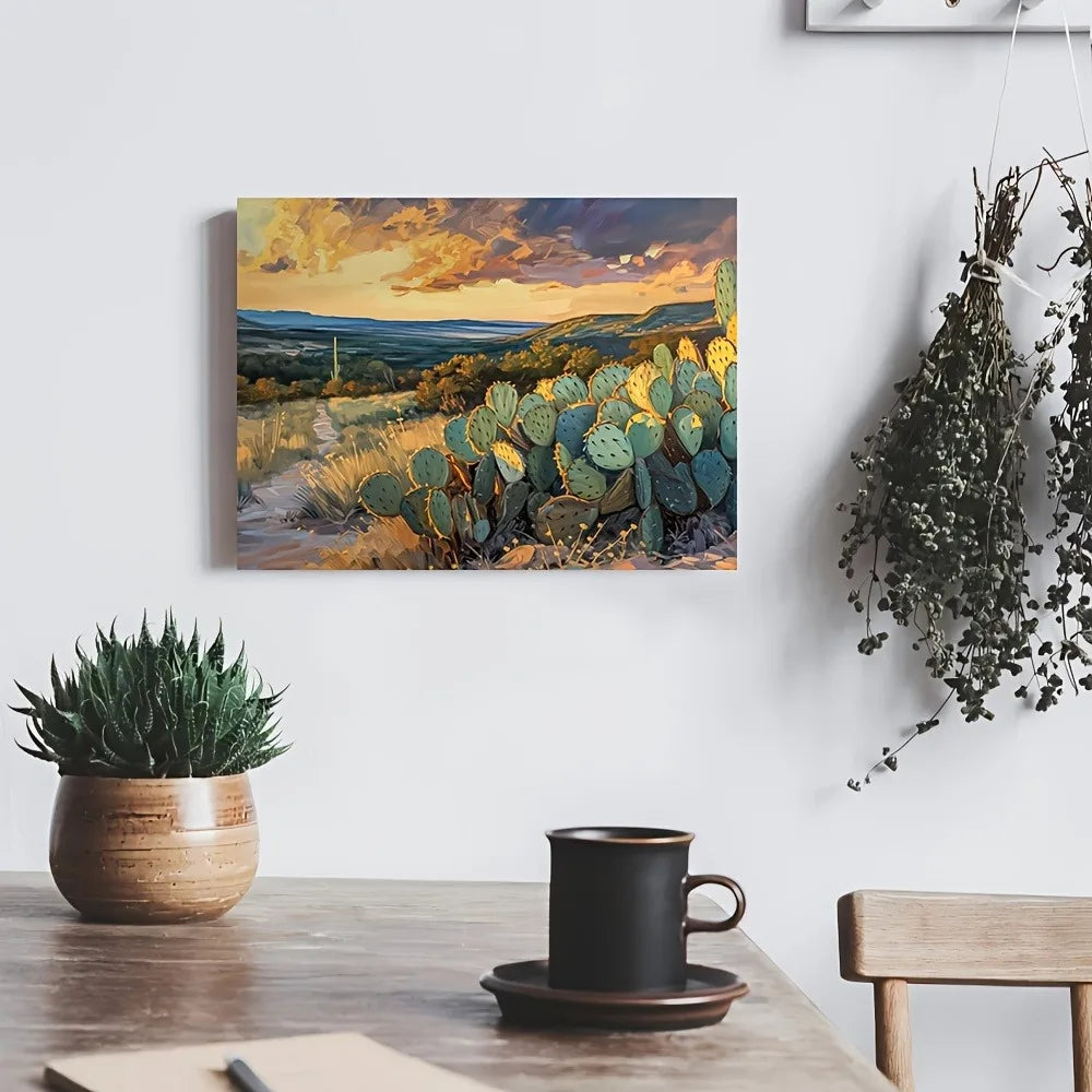 Pine Wood Frame Desert Southwest Sunset Interior Wall Art