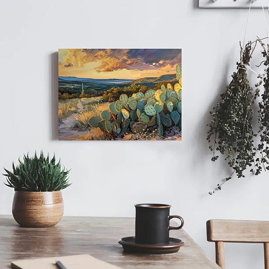 Pine Wood Frame Desert Southwest Sunset Interior Wall Art