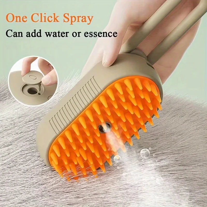 Pet Steam Grooming Brush With Massage Spray For Pets