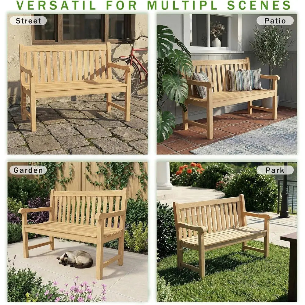 OTSUN Teak Outdoor Bench For Two All Weather Durable
