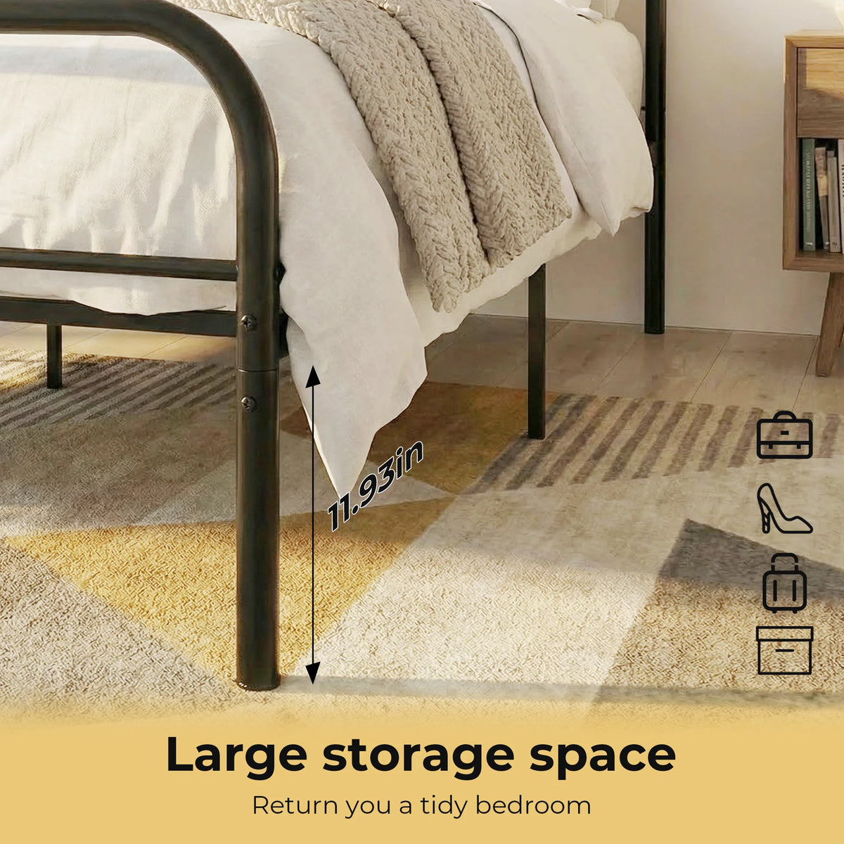 JHK Heavy Duty Metal Platform Bed Frame For Easy Setup