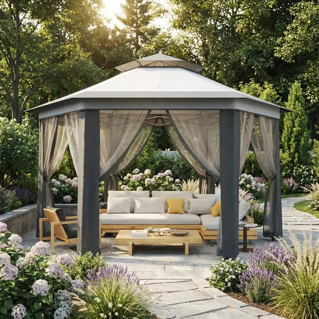 Heavy Duty Pop Up Gazebo Tent Mesh Windows Mosquito Netting