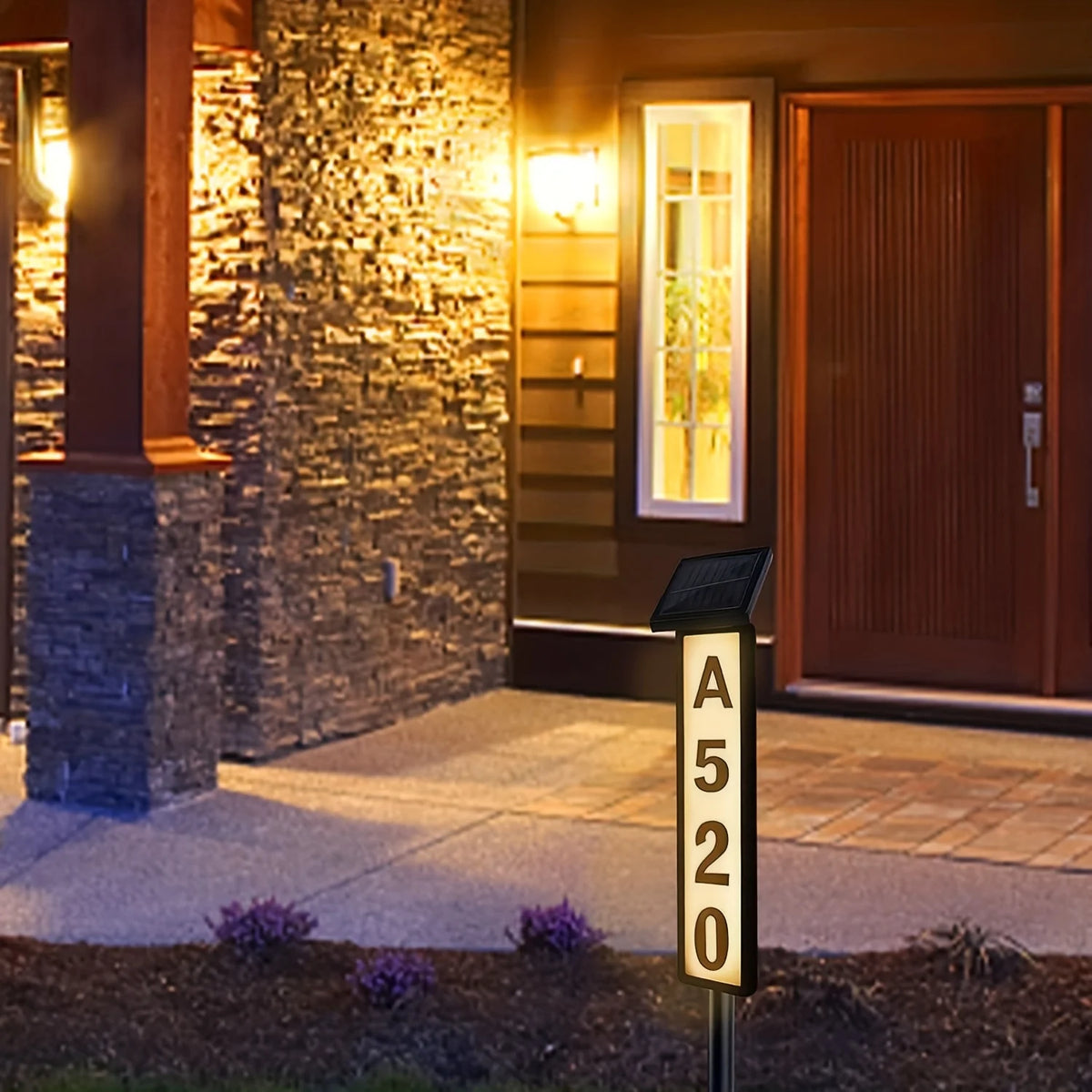 Solar Powered Ground Address Sign Lights For Outdoor Home Decor