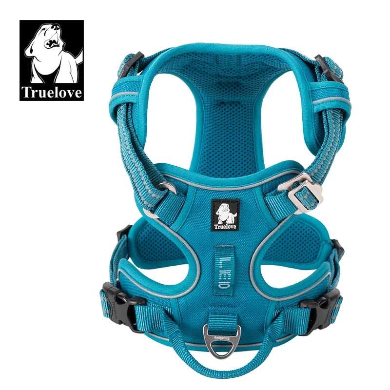TRUELOVECN Reflective Nylon No Pull Adjustable Dog Harness