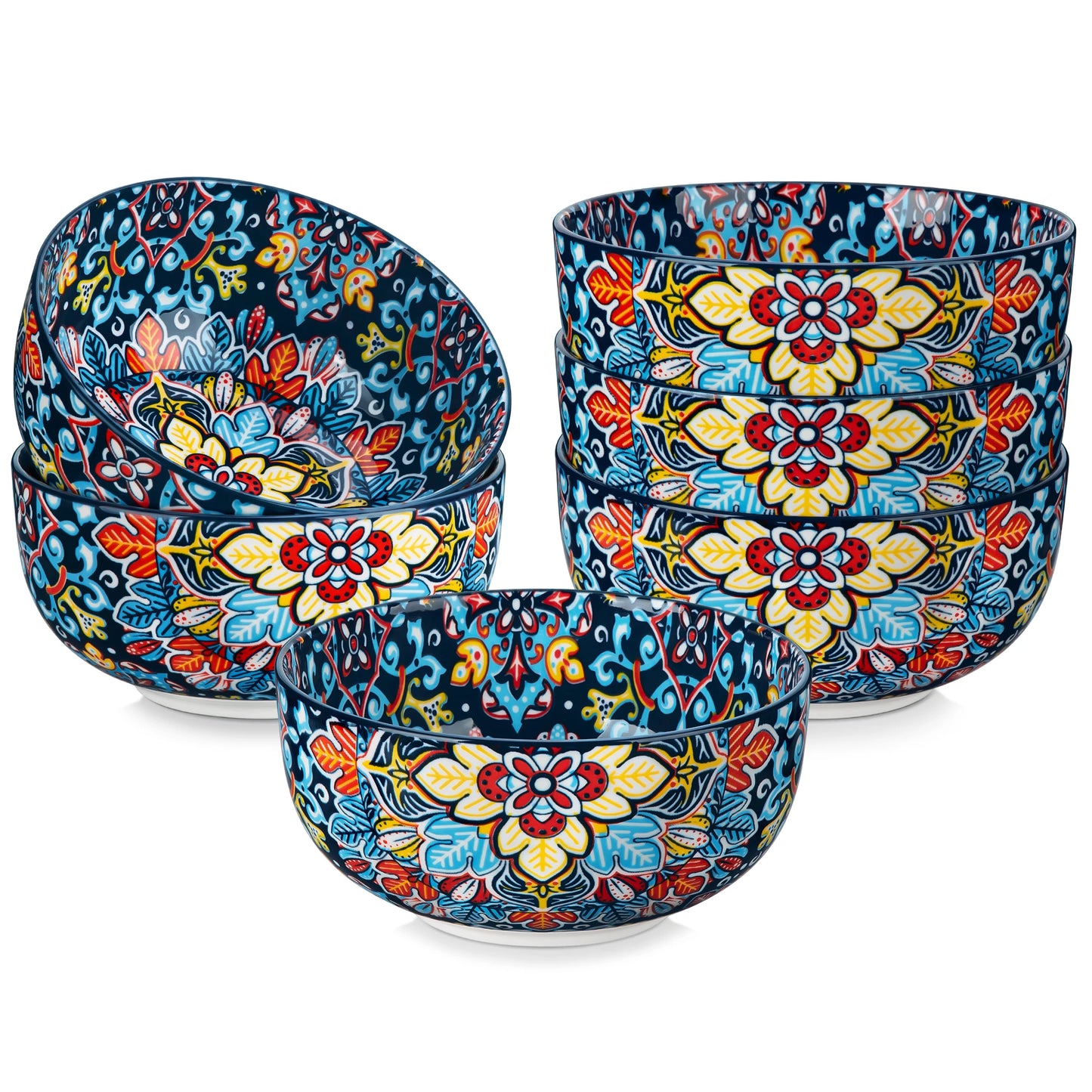 Malacasa Bohemian Style Ceramic Cereal Bowls Set Dinnerware