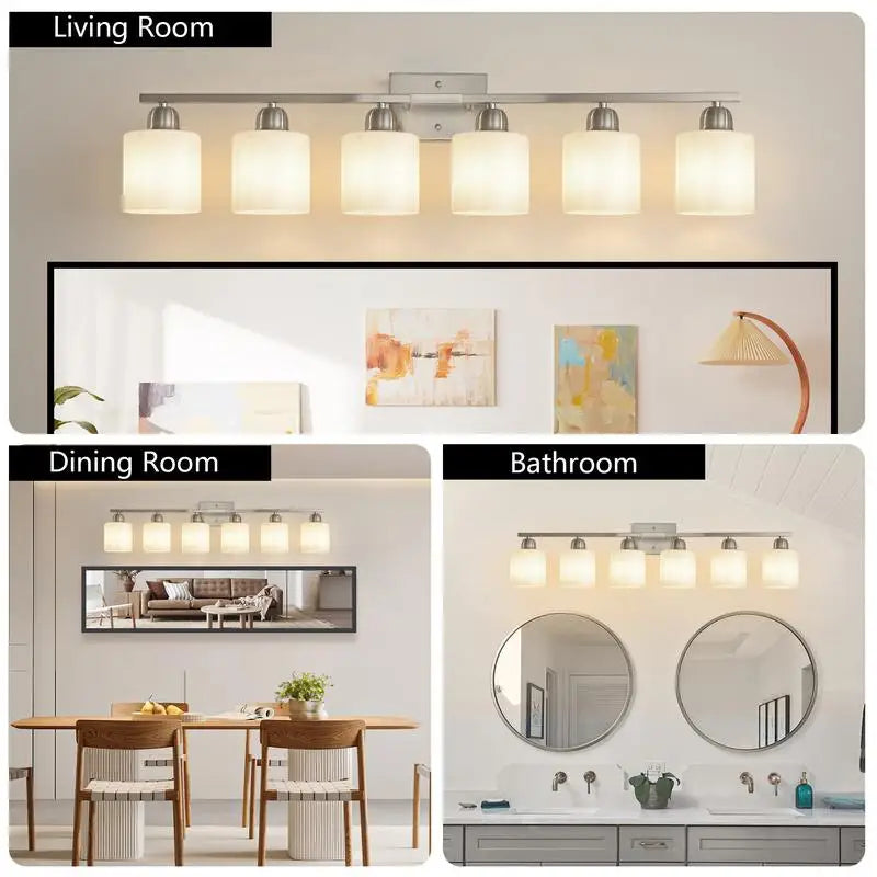 Bathroom Vanity Light 6-Light Nickel Wall Sconce