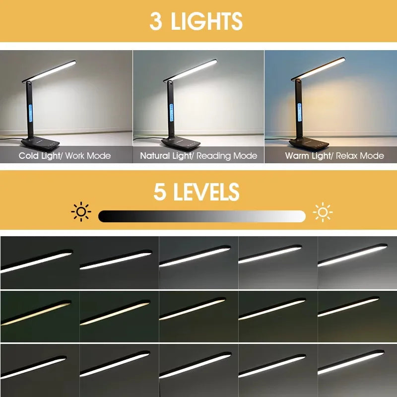 LAOPAO 10W Wireless Charging LED Desk Lamp With USB Port And Auto Timer