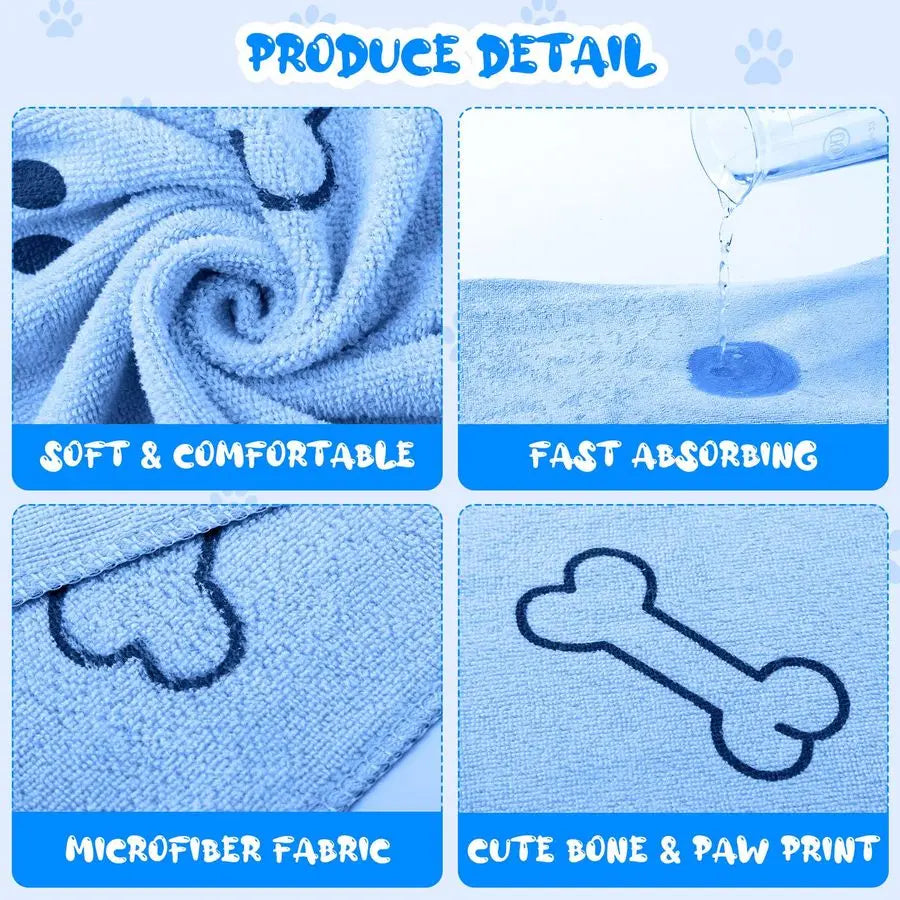 Dog Grooming Towels 12 Pack Microfiber Quick Drying Bath Towels