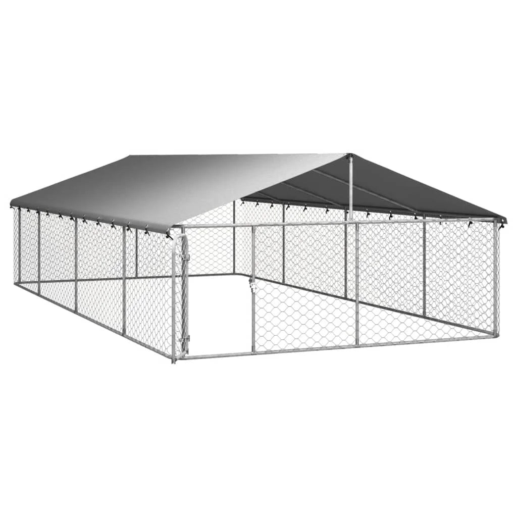 Outdoor Dog Kennel With Roof Galvanized Steel Heavy Duty